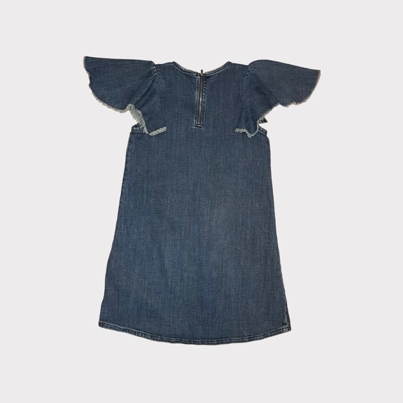 Stem Raw Hem Shoulder Sleeve Denim Dress - Picture 2 of 4